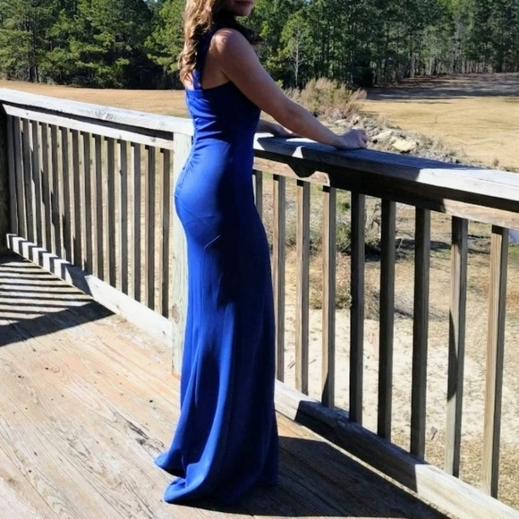 Royal Blue Mermaid Prom Evening Gown Dress - Picture 2 of 12